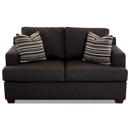 Contemporary Loveseat with Track Arms